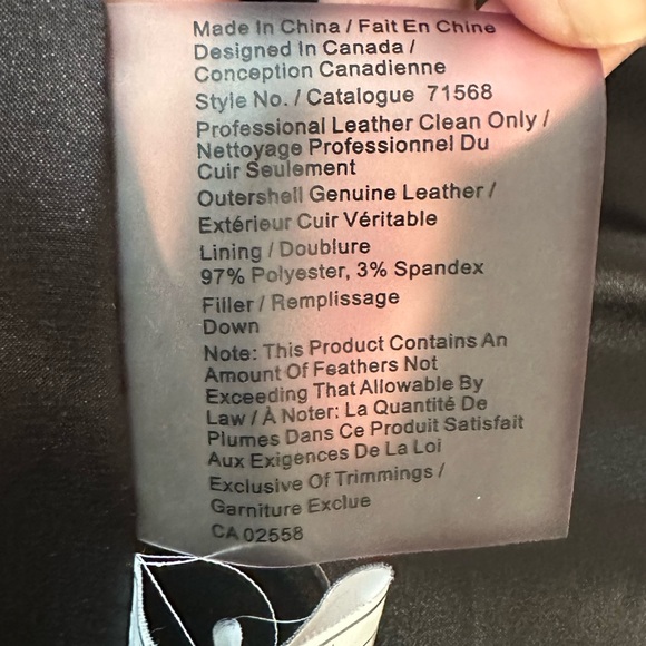 Danier Genuine Leather Down Jacket (like new) - Picture 7 of 9